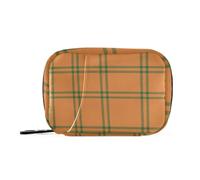 Sac de voyage à motif écossais orange et vert avec compartiments détachables, grand organisateur de pilulier portable pour sac à main
