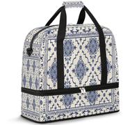 Sac de voyage à motif floral ethnique pour femmes et hommes, sac de week-end, sac fourre-tout pliable et séparé, 47 l pour le sport, la gym, le yoga, couleur, 47 L, Organiseur de sac