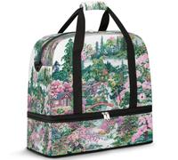 Sac de voyage à motif japonais pour femmes et hommes, sac de week-end, sac fourre-tout pliable et séparé, 47 l pour le sport, la gym, le yoga, couleur, 47 L, Organiseur de sac