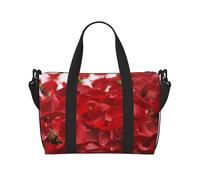 Sac de voyage à rayures roses et léopard pour homme et femme Sac fourre-tout imperméable avec bandoulière, Pétales de rose rouge., Taille unique, Sac de voyage