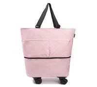 Sac de Voyage à roulettes Extensible et résistant à l'eau | Compartiment Sec/Humide et roulettes Amovibles | Sac Week-End Pliable for la Salle de Sport, Le Sport et Les Courts séjours(Bright Pink)