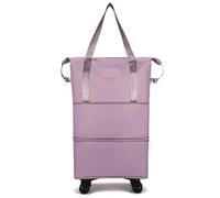 Sac de Voyage à roulettes Extensible for Week-End, Sacs Bagages pliants, Sac Consignation léger avec Roue, séparation Sec-Humide pour Les Voyages(Purple with Wheel)
