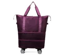 Sac de Voyage à roulettes Multifonction, Ultra-léger, Portable, séparation sèche et Humide, Sac Rangement Bagages, Fitness Grande capacité(Fuchsia)
