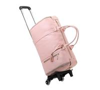 Sac De Voyage à roulettes Sac à vêtements de Voyage 55L, Bagage Main Week-End avec Sac Chaussures et Sangle Chariot, Valise Portable(Pink)