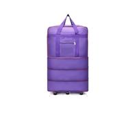 Sac De Voyage à roulettes Sac de Voyage Pliant, Compartiment à Bagages, boîte Rangement Roues pivotantes, Sac télescopique Grande capacité, Nuit(Purple Four layersL)