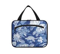 Sac de voyage à suspendre avec crochet - Motif tortue bleue et blanche - Pour femme - Extensible - Pour croisière, voyage, vacances - Taille L