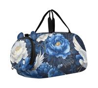 Sac de voyage aquarelle bleu foncé rouge poisson sac de voyage pour filles fourre-tout pour la nuit week-end sac de sport sac de sport pour garçons, grues blanches pivoines bleues, Classique