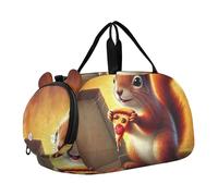 Sac de voyage avec bandoulière Motif chat et papillon, Happy Squirrel Pizza Party 2, Classique