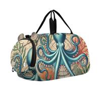 Sac de voyage avec bandoulière Motif chat et papillon, Octopus Sea Adventure Bleu, Classique