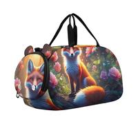 Sac de voyage avec bandoulière Motif renard et fleurs de renard, Fleurs de renard mignonnes, Classique