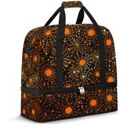 Sac de voyage avec compartiment à chaussures et manchon à roulettes, toile d'araignée à pois orange, sac de sport pliable pour homme et femme, Noir