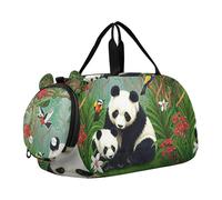 Sac de voyage avec compartiment à chaussures Motif famille de cerfs, Panda Bear Green Forest, Classique