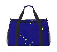 Sac de voyage avec drapeau de l'État de l'Alaska, sacs de week-end pour femmes et hommes pour les aventures en plein air, idéal pour le camping et la randonnée, noir, One Size