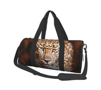 Sac de voyage avec drapeau peint - Sac de voyage pour homme et femme - Grande capacité - Sac de sport en toile pour voyage, yoga, Léopard sur fond marron, Taille unique