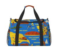 Sac de voyage avec icônes de la carte de l'Australie - Grand espace - 50 x 33 x 25,9 cm - Élégant - Pour salle de sport