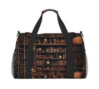 Sac de voyage avec imprimé bibliothèque - Grand espace - 50 x 33 x 25,9 cm - Élégant - Pour salle de sport
