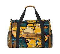 Sac de voyage avec imprimé carte du monde abstraite, grand espace, 50 x 33 x 25,9 cm, sac fourre-tout élégant pour salle de sport