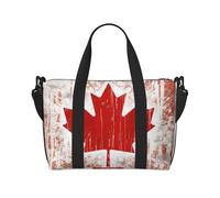 Sac de voyage avec imprimé chien husky mignon, léger, résistant à l'eau, sac de gym et de voyage spacieux pour hommes, femmes et adolescents, Drapeau du Canada., Taille unique, Sac de voyage