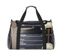 Sac de voyage avec imprimé de film de cinéma et pop-corn - Sac de week-end - Sac de gym - Sac de voyage essentiel pour femme et homme, Noir , Taille unique