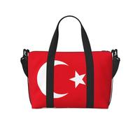 Sac de voyage avec imprimé drapeau de la Turquie - Pour voyage, gym, sport, week-end, Noir , Taille unique