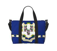 Sac de voyage avec imprimé drapeau de l'État du Connecticut, sac de voyage, sac pour articles personnels, pour voyage, gym, sport, week-end, Noir , Taille unique