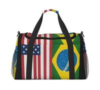 Sac de voyage avec imprimé États-Unis Brésil Ample Space Sac de voyage fourre-tout 50 x 33 x 25,9 cm élégant pour salle de sport