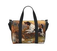 Sac de voyage avec imprimé faisan attrapant un chien pour homme et femme, grand sac de sport résistant à l'eau, sac fourre-tout de week-end avec bandoulière, Noir , Taille unique, Sac de voyage