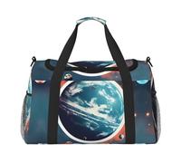 Sac de voyage avec imprimé planète spatiale, sac de week-end, sac de gym, sac de nuit, essentiels de voyage pour femmes et hommes, sac à bandoulière, Noir , Taille unique