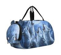 Sac de voyage avec imprimé squelette de planche à roulettes, sac de voyage pour filles, sacs de nuit pour tout-petits garçons, sac de sport de danse, Loups hurlants lune, Classique