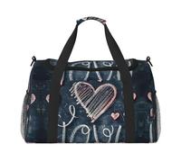 Sac de voyage avec inscription « I Love You Words with Hearts Print Everyday Use » - Grande capacité - Sac de voyage élégant et fonctionnel, noir, One Size