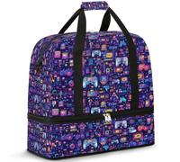 Sac de voyage avec manettes de jeu de dessin animé pour homme et femme, sac de week-end, sac fourre-tout pliable et séparé, 47 l pour sport, gym, yoga, couleur, 47 L, Organiseur de sac