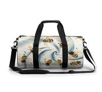 Sac de voyage avec motif abeille de dessin animé, sac de week-end pour femme, grande capacité, sac de voyage pliable, sac fourre-tout léger, sac de sport pour voyage/cadeau, blanc, 45 cm/22,9 cm/22,9