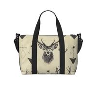 Sac de voyage avec motif de flèches de chasse, triangles et cerfs pour homme et femme, grand sac de sport résistant à l'eau, sac fourre-tout de week-end avec bandoulière, Noir , Taille unique, Sac de
