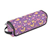 Sac de voyage avec motif papillon violet doré pour femme - Résistant à la chaleur - Avec fermeture éclair - Organisateur d'outils pour cheveux - Sac de rangement pour étireurs