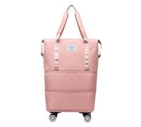 Sac de voyage avec roulettes - Fonction trolley - Poignée télescopique - Pieds souples - Bagages souples - Bagages de voyage - Compartiment à chaussures séparé - Bagage souple - Sac de voyage, rose