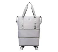 Sac de voyage avec roulettes - Fonction trolley - Poignée télescopique - Pieds souples - Bagages souples - Bagages de voyage - Compartiment à chaussures séparé - Bagage souple - Sac de voyage, gris,