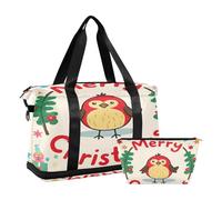 Sac de voyage avec sangle réglable pour voyage en avion, motif oiseau de dessin animé, grande capacité, Oiseau de dessin animé Merry Christmas, 1 size