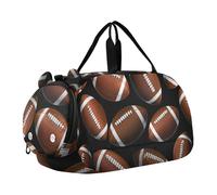 Sac de voyage avec visages de chat mignons blancs pour filles, sac de voyage, sac de week-end, pour la danse des enfants, bagage à main pour garçons, Ballons de football américains noirs, Classique