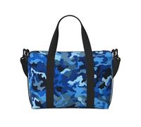 Sac de voyage bleu camouflage imprimé pour homme et femme, grand sac de sport résistant à l'eau, sac fourre-tout de week-end avec bandoulière, Noir , Taille unique, Sac de voyage