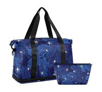 Sac de voyage bleu pour sapin de Noël avec sangle réglable pour voyage de grande capacité, flocon de neige, arbre de Noël bleu, taille 1, Sapin de Noël bleu flocon de neige, 1 size