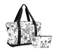Sac de voyage bohème Mystérieux Fleurs Blanches Grande Capacité Sac de voyage Sac de w nd Sacs avec trousse de toilette pour trekking