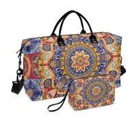 Sac de voyage bohème pour femme, sac de sport, sac de sport, sac de voyage avec éléments mandalas arabesques pour femme avec trousse de toilette, sac fourre-tout de voyage, sac de natation, Multi 53.,