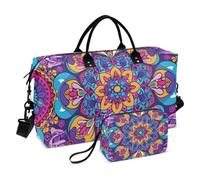 Sac de voyage bohème - Sac de gym, mandalas mandalas aux couleurs vives - Sac de week-end pour femme avec trousse de toilette, sac fourre-tout de voyage, sac de natation, Multi 54, Taille unique