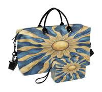 Sac de voyage bohème - Sac de sport vintage bohème - Motif soleil arabesque - Pour femme - Avec trousse de toilette - Sac fourre-tout de voyage - Sac de natation, Multi 98, Taille unique