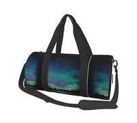 Sac de voyage céleste pour homme et femme, sac fourre-tout rond en polyester imprimé avec bandoulière, Noir , Taille unique