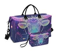 Sac de voyage coloré à paillettes pour tarot astrologie vache sac de voyage sac à main article personnel sac d'entraînement avec sangle réglable pour voyage en avion bolsas multifonctionnel pour