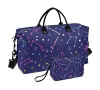 Sac de voyage coloré avec motif constellations cosmiques fluo pour la nuit, sac de gym avec trousse de toilette pour le sport, étanche, Constellations cosmiques néon colorées, 1 size
