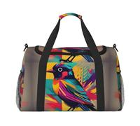 Sac de voyage coloré en forme d'oiseau - Grand sac fourre-tout réutilisable, parfait pour les activités de plein air, le sport, le camping et les courses, noir, One Size