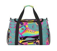 Sac de voyage coloré imprimé patins à roulettes sous le siège sac de sport sac de sport, noir, One Size