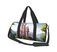 Sac de voyage coloré motif masque Tiki sac de nuit pour homme femme grande capacité sac de sport sac fourre-tout en toile pour voyage yoga, Château de conte de fées, Taille unique